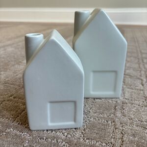 HEARTH & HAND Two Bud House Vases Joanna Gaines Cream White Stoneware Magnolia